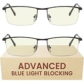 Eyekepper Blue Light Reading Glasses, Half-Rim Eyeglasses | Men's Half-Rim Spring Hinges Computer Readers, Women's Blue Ray Blocker, Lightweight, Reflective, Glare Blocking, UV Filter