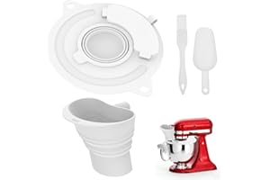 Silicone Mixer Bowl Cover and Flour Funnel for KitchenAid Stand Mixers, Foldable Wide Mouth Design Stand Mixer Attachment, Ki
