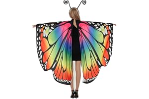 OUN NANA Halloween Butterfly Wings Cape for Women Butterfly Halloween Costume with Antenna Headband, Butterfly Wings Costumes Shawl
