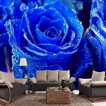 Amazon Co Jp モダンな写真の壁紙の壁画3dブルーローズtvの背景 壁画の不織布の壁紙 寝室のための家の装飾300 Cm W X 170 Cm H Diy 工具 ガーデン