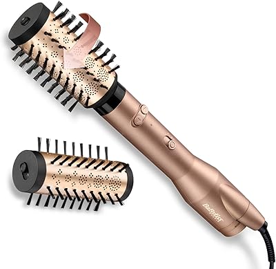 BaByliss Big Hair Dual Rotierende Warmluftbürste – Ionen-Technologie mit Anti-Frizz, 50mm & 40mm Aufsätze, 2 Rotationsrichtungen, 2 Temperatureinstellungen + Kaltstufenschalter, champagner, AS952E