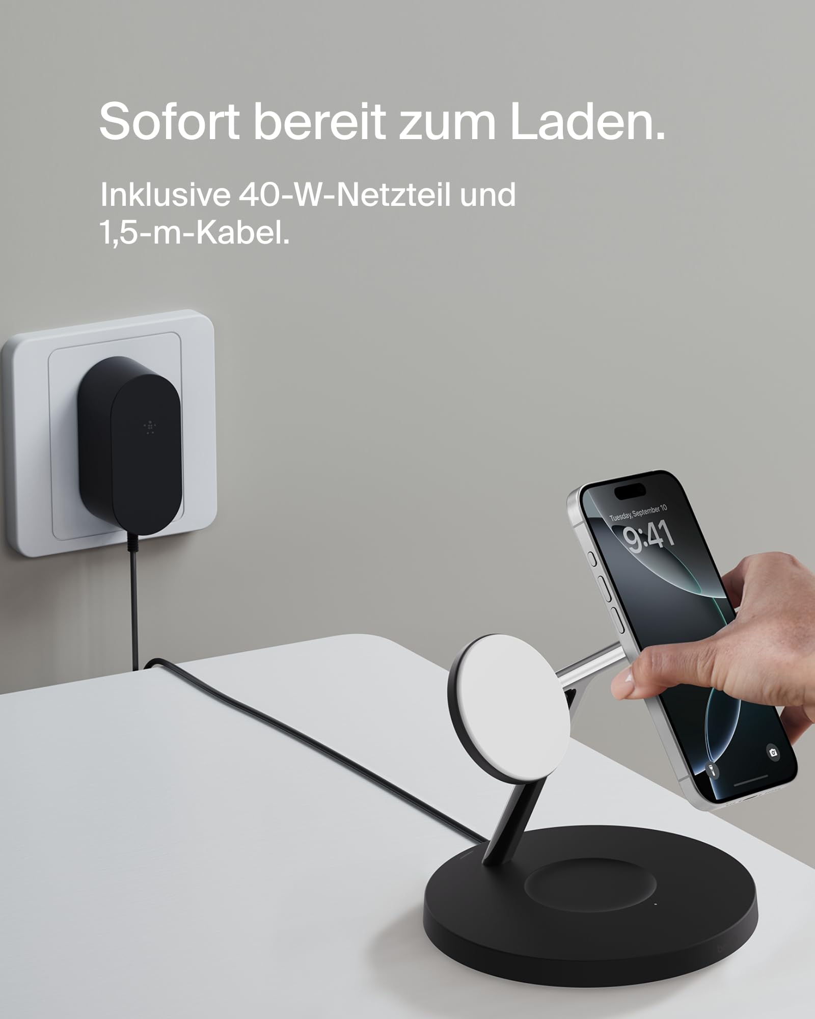Belkin BoostCharge Pro 3-in-1 Qi2 Kabelloses Ladegerät, MagSafe-Kompatibles Ladegerät, Induktive Ladestation für die Apple iPhone 17, Air, 16, Pixelsnap, Apple Watch, AirPods, inkl. Netzteil – Schwarz 7
