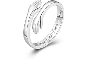 ACJFA Hug Rings for Women Sterling Silver Adjustable Ring for Women Daughter Hand Ring Jewelry for Birthday Gifts Holiday Gift for Women Teen Girls