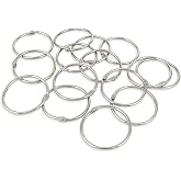 KTOJOY 2 Inch (15 Pack) Loose Leaf Binder Book Rings, with Metal Nickel Plated for Key,and Index Cards, for School, Home, or Office, Silver