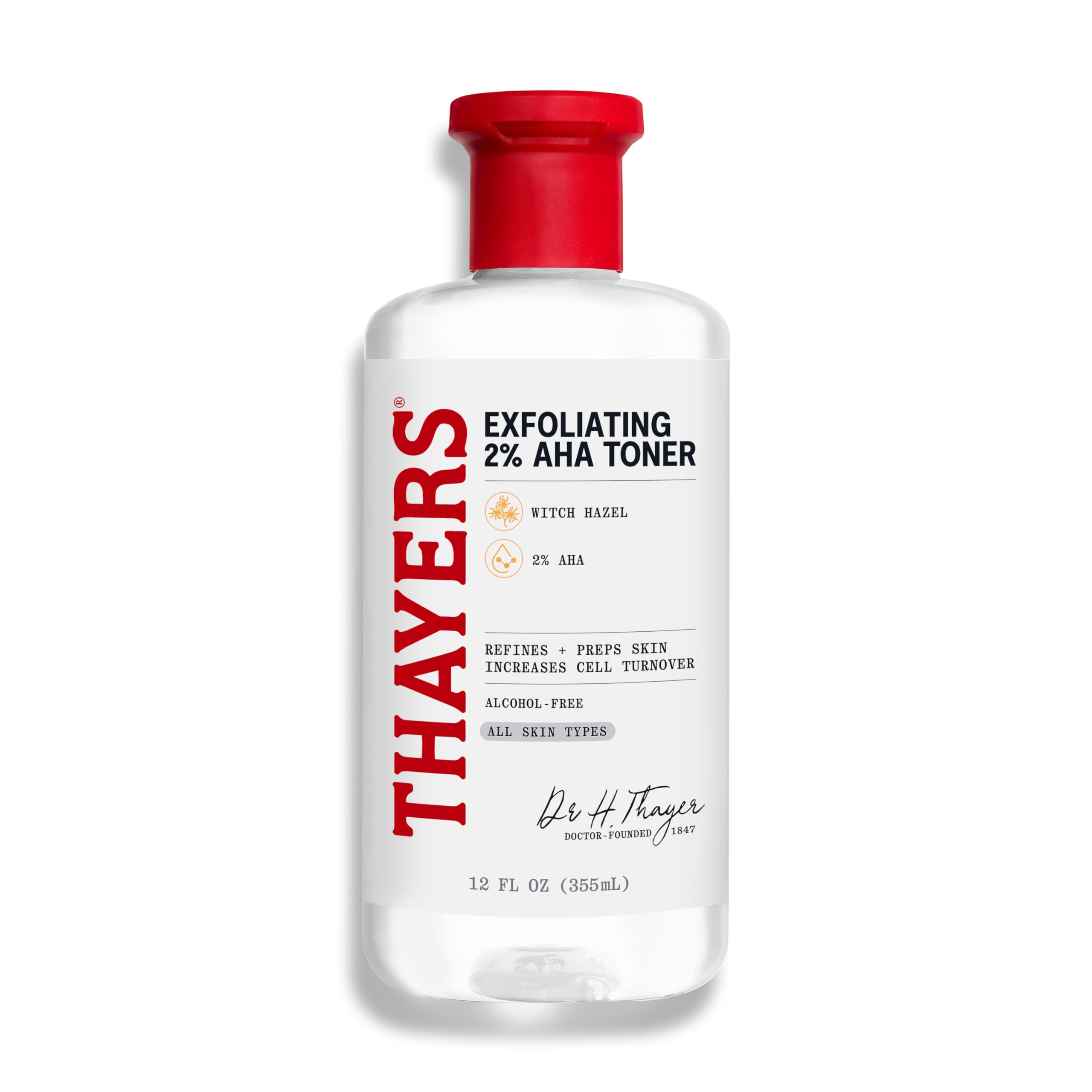 Photo 1 of Thayers 2% AHA Exfoliating Toner with Glycolic Acid, Lactic Acid and Witch Hazel, Smoothing and Pore Refining Skin Care for All Skin Types, 12 Fl Oz