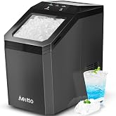 Aeitto Nugget Ice Maker Countertop, 55lbs/Day, Rapid Ice Release in 5 Mins, Large Capacity Chewable Ice Maker, Self-Cleaning with Stainless Steel Housing Ice Machine for Home Office and Party, Blcak