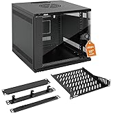 Tecmojo 6U 10 inch Rack, Wall Mount Network Cabinet Set,12.3W x 13D x 11.8H- Load Capacity 110Lbs(50 kg),Black 10" Wall Housing Server Rack Set