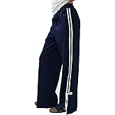 Jianzhixiao Women's Y2K Baggy Sweatpants Wide Leg Joggers Elastic Waist Striped Athletic Track Pants Lounge Casual Wear