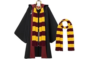 YAQIZENG Magician Cloak with Scarf Wizard Witches Robe Outfit Hooded Cape Halloween Adult Teens Cosplay Costumes
