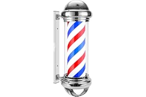 WDZD 29'' Barber Pole Light, Silvery Rotating Hair Salon Open Sign, Wall Mount, Save Energy