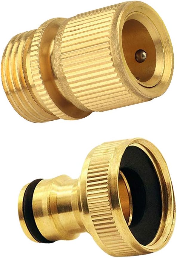 Garden Hose Quick ConnectorBrass Garden Hose Nozzle Connect Kit 3/4
