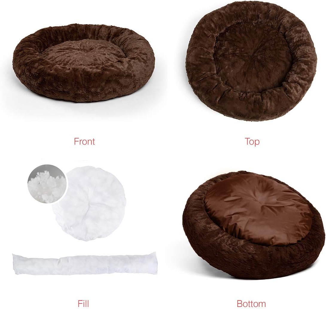 Best Friends by Sheri Luxury Faux Fur Donut Cuddler (30x30), Dark Chocolate - Small Round Donut Cat and Dog Cushion Bed, Orthopedic Relief : Pet Supplies