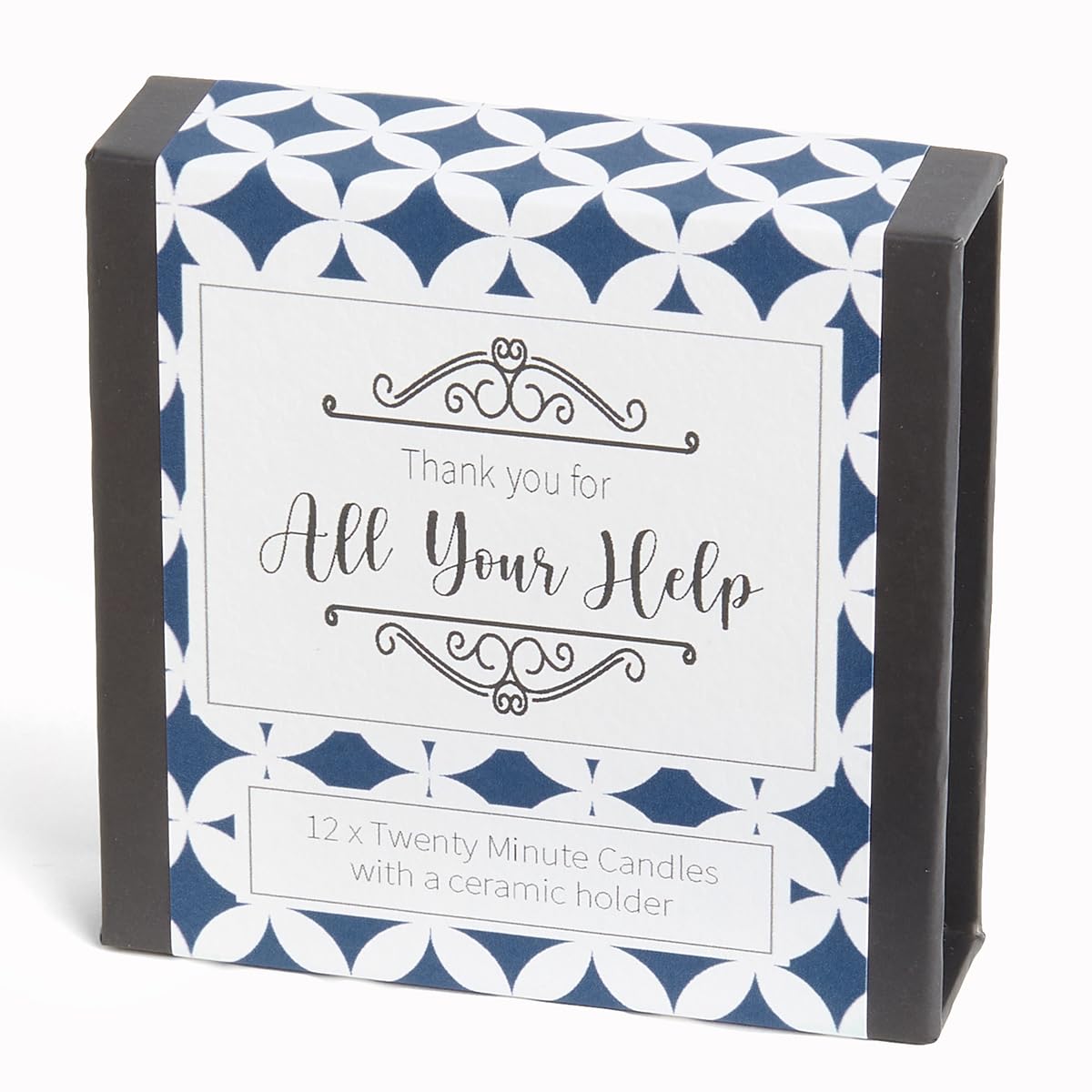 Thank You for All Your Help Candles (wrap). 12 x Twenty Minute Candles with a Ceramic Holder for Relaxation, Meditation, Mindfulness and Well-Being