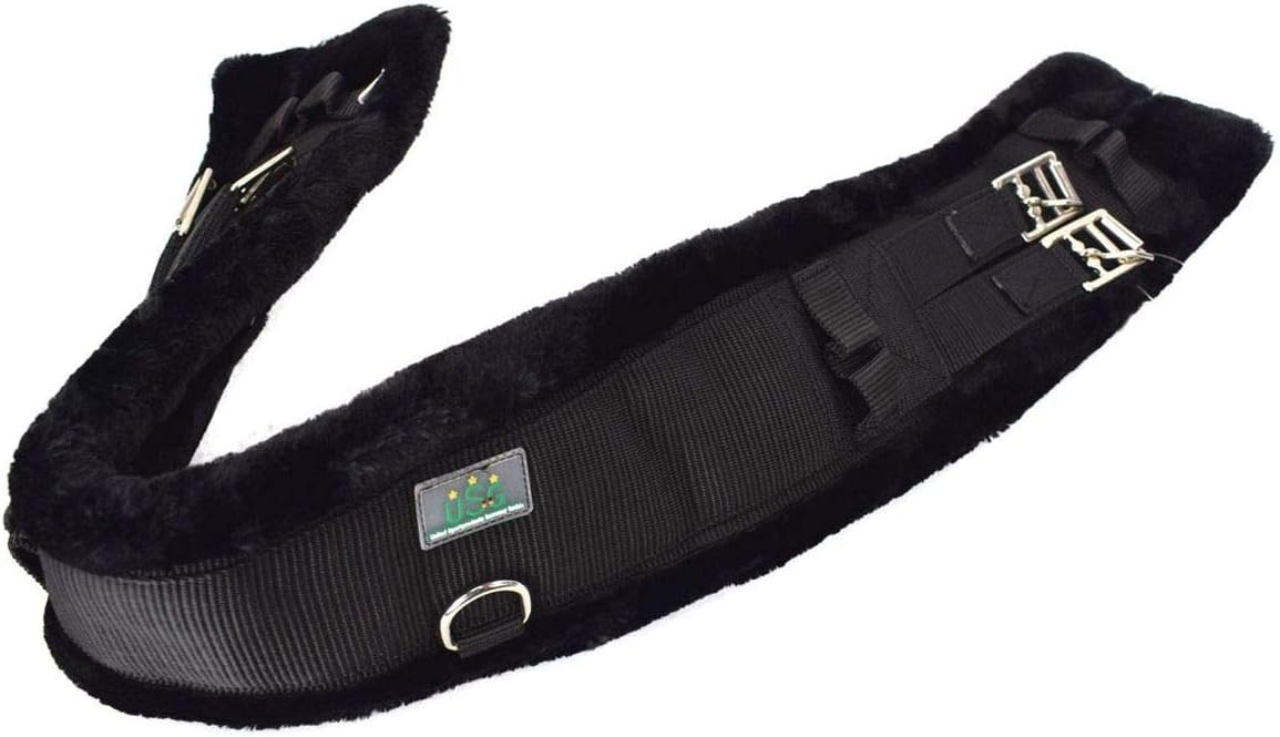 USG Nylon Short Strap with Faux Fur Padding, Black/Black, 85 cm