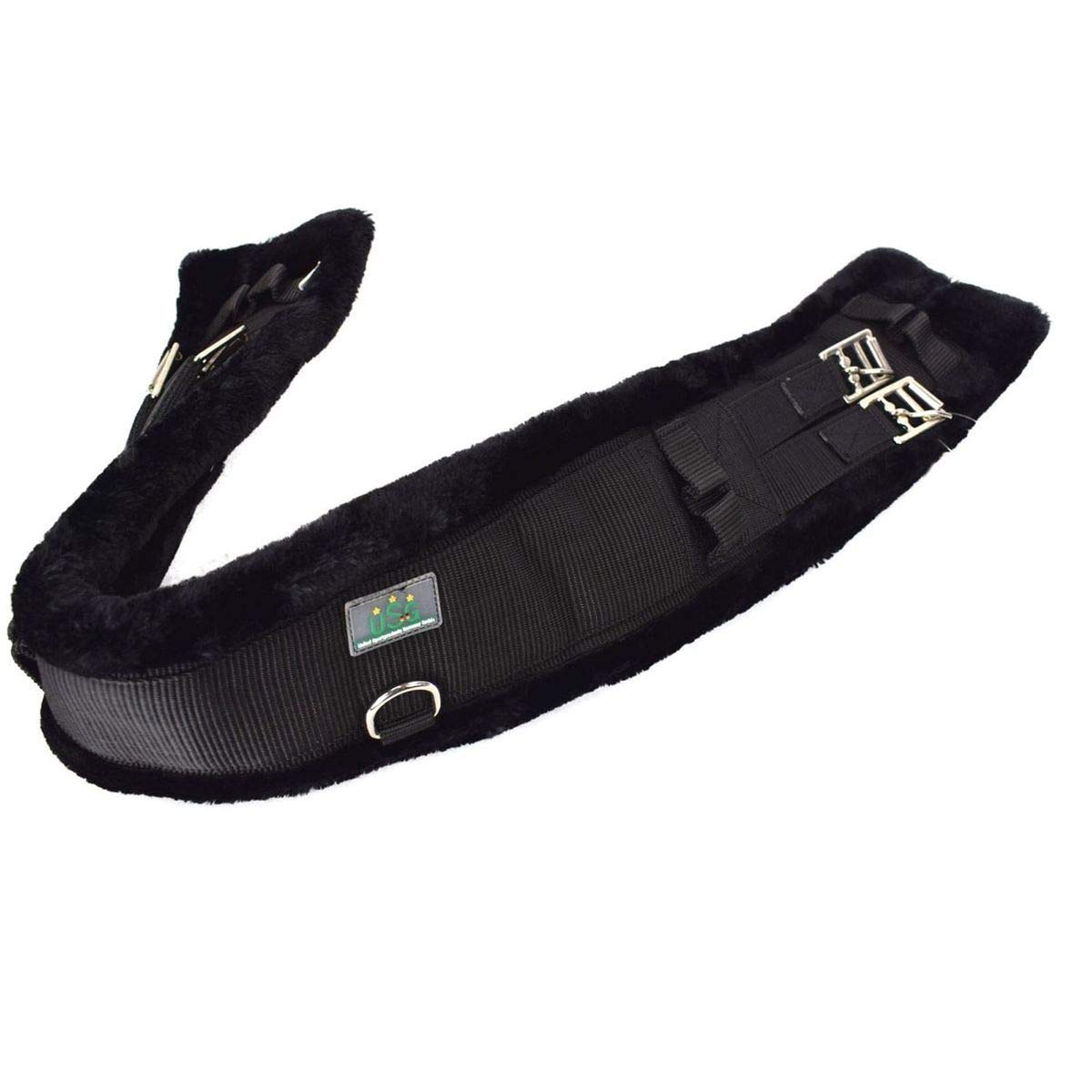 USG Nylon Short Girth with Faux Fur Padding Black/Black 40 cm