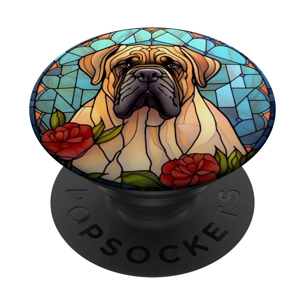 Cute Floral Dog Lover Mosaic Art English Mastiff PopSockets Swappable PopGrip