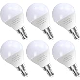 A15 Shape E12 LED Ceiling Fan Light Bulbs, 60W Equivalent, 5000K, 6 Pack | E12 Candelabra Base, Not E26; Non-Dimmable, 120V, 550 Lumens, 5000K Daylight White, For Ceiling Fans, Chandeliers And Other