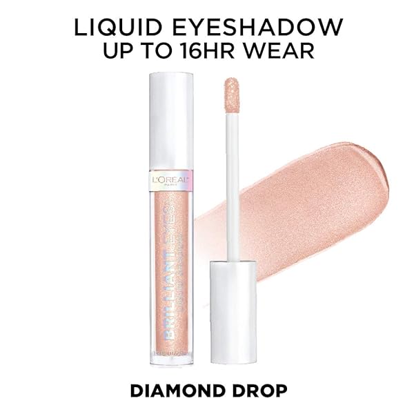 L’OREAL PARIS BRILLIANT EYES SHIMMER LIQUID EYE SHADOW, LONGWEARING LASTING SHIMMER, CREASE RESISTANT, FLAKE-PROOF, PRECISION APPLICATOR, QUICK DRY, NON-GREASY, DIAMOND DROP, 0.1 OZ.
