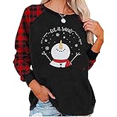 LUKYCILD Let It Snow Sweatshirt Women Snowman Graphic Pullover Ugly Christmas Sweatshirts Xmas Long Sleeve Shirts