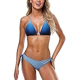 Wetopkim Womens Gradient Color Bikini Swimwear Back tie Strappless Bikini Beachwear