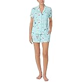 kate spade new york Pajamas for Women 2 Piece Set Comfy Modal Classic Short Sleeve Notch Collar Button Top & Shorts