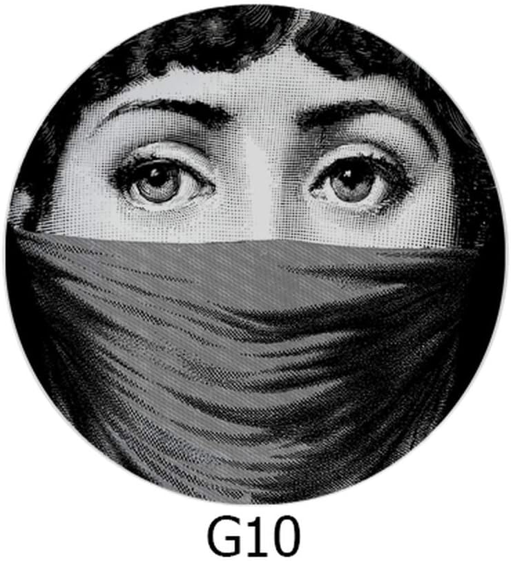 Lina Cavalieri Plates Human Face Decorative Ceramic Plates Wall Hanging Dish Home Decorative Craft Black&white Illustration Hanging Dishes Sample Room/home/hotel Decoration (G10,6 inch)