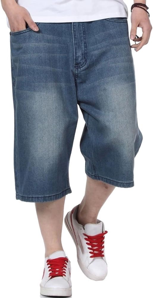 QBOMen's Fashion Hip Hop Jeans Baggy Denim Shorts