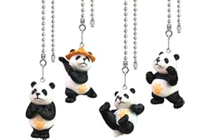 OMYZERO 4Pcs 12 inch Ceiling Fan Pull Chain Panda Charm Pendant Ceiling Fan Danglers Fan Pulls Chain Extender with Ball Chain Connector for Ceiling Fan Light Decoration