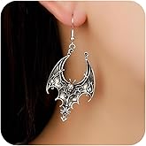Vintage Gothic Bat Earrings for Women Red Crystal Dangle Drop Vampire Bat Earrings Punk Rock Style Bats Animal Earrings Halloween Cosplay Party Jewelry