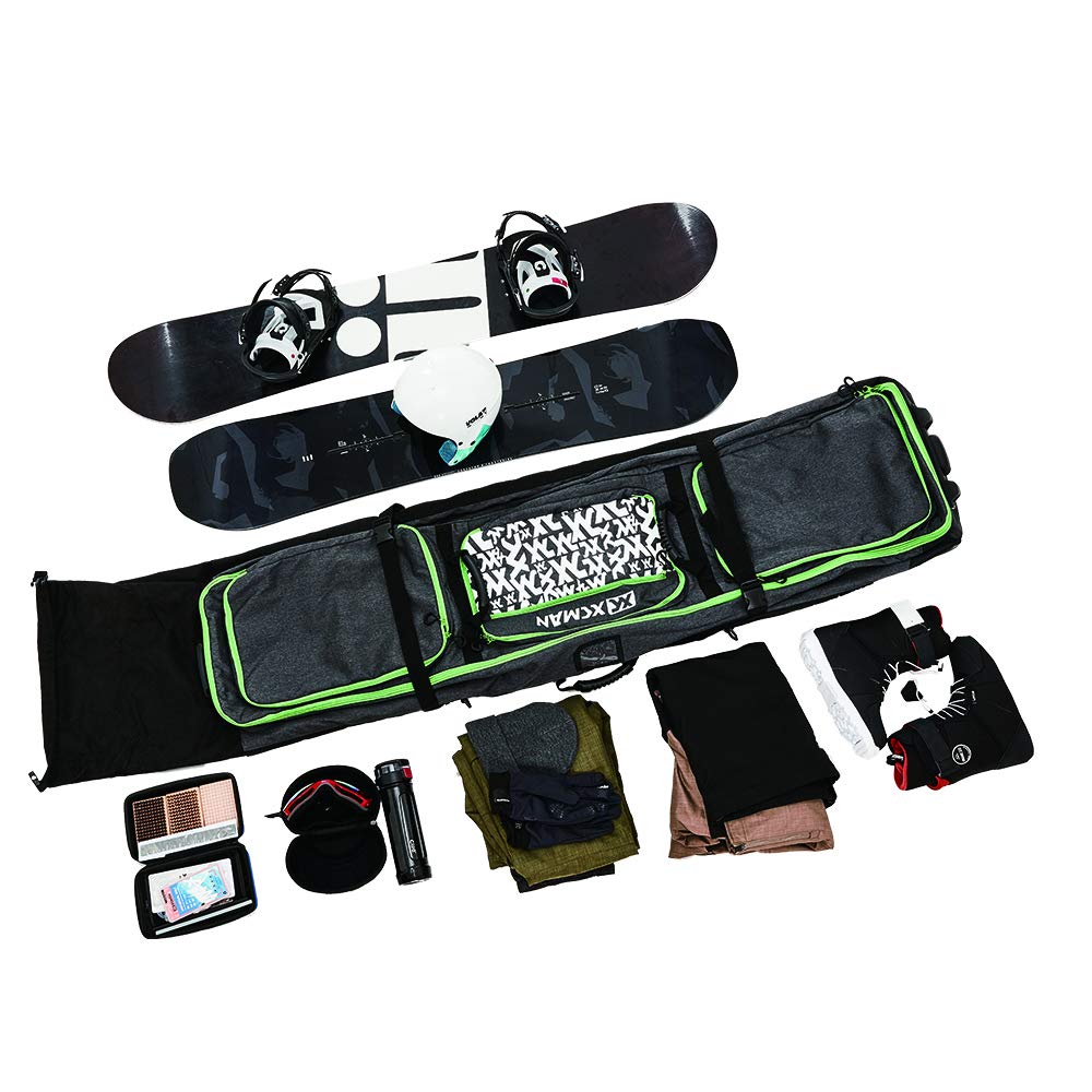 XCMAN Roller Snowboard Bag with Wheels Adjustable Length for Air Travel - Extra Long/Wide/Deep,Waterpeoof - with ABS Protection Ribs and PP Protection Spine - 2020 Version