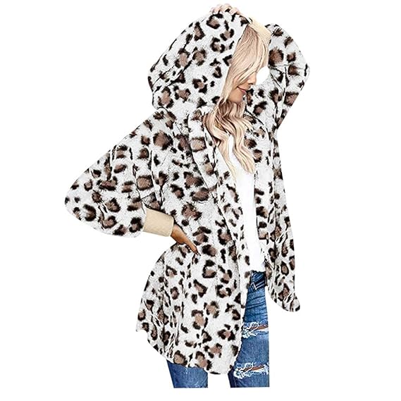 leopard print hooded cardigan