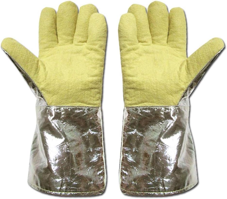 ZhuFengshop Gloves 1000°High Temperature Resistant Gloves Aluminum Insulation Flame Retardant Welding Gloves Fireplace Heavy Duty Long Gardening Gloves Industrial Gloves Protective Gloves,Work,Farm
