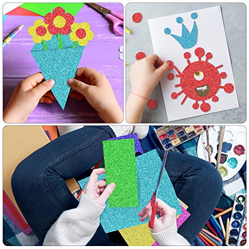 3 otters Glitter Foam Sheet, 30PCS Adhesive Foam Sheets Glitter Foam Paper Craft Foam Sheet 11.8 x 7.8 inches, 15 Colors