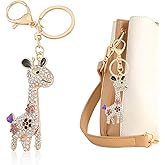 UAIAGM Giraffe Keychain 3D Sparkly Rhinestone Car Accessories Crystal Purse Charms for Women Cute Wristlet Charm Unique Bling Keychains Ornaments for Adults