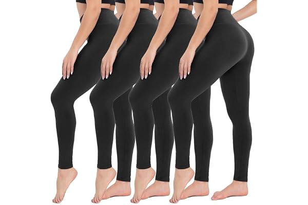 4 Pack Leggings for Women - Yoga High Waisted Workout Black Gym Soft Pants | Leggings With Pockets For Women,Compression Legg