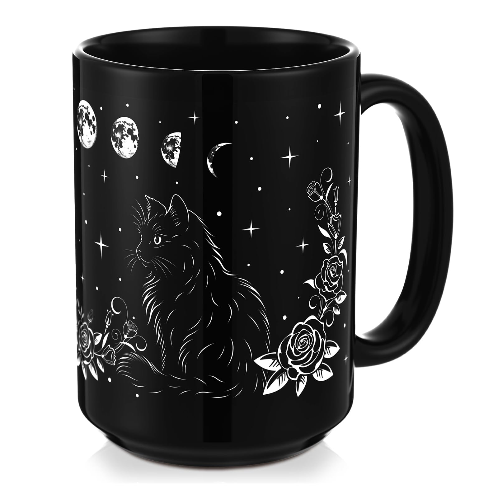 Photo 1 of LemonRoad 15oz Gothic Coffee Mug Black Cat Ceramic Mug with Moon Funny Ceramic Tea Cup for Cat Lovers Animal Lovers Cup Gift for Women Men Animals Owners Coworkers Birthday Favors Home Gifts