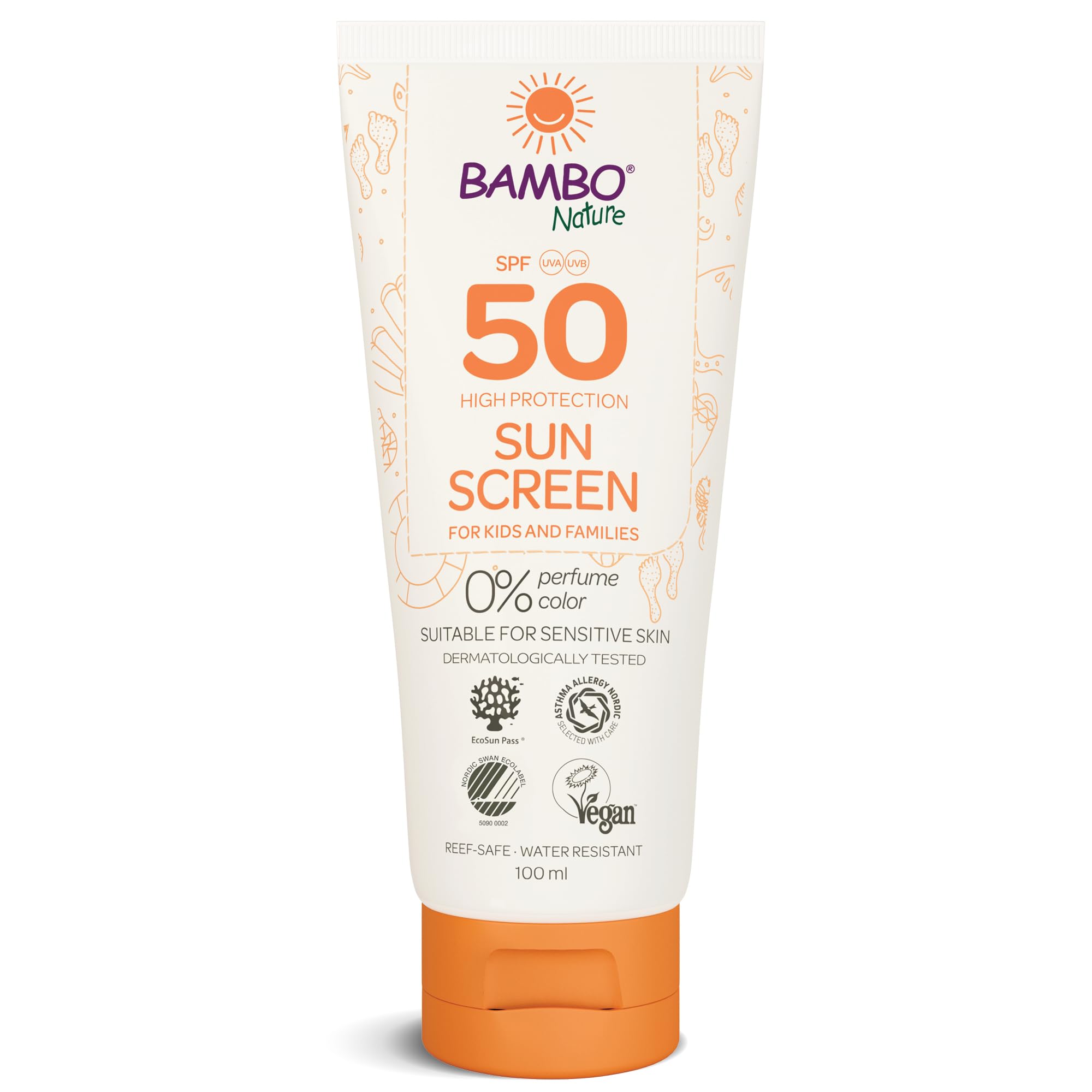 Bambo Nature Baby Sun Cream, 100ml, Factor 50, Water Resistant SPF 50, Holiday Essentials for Kids, Colourant and Fragrance Free Baby Sun Cream