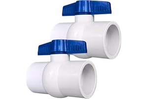 TALEGEN 2 Pack 2" PVC Ball Valve, Shut Off Valve Slip for Water Pipe, Swimming Pool, Plumbing & Irrigation System, Shut-Off Ball Valve Socket with Easy Turn T-Handle Schedule SCH 40 (Blue)