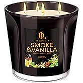 Smoke & Vanilla Scented Candle, Large 30oz Natural Soy Candles, 4-Wick 80 Hour Burn Time, Home Fragrance Candles Housewarming Gift for Women Men