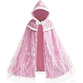 PURFEEL Girls Elsa Cape Kids Warm Hooded Cloak Dress up Princess Cape 2-10Years