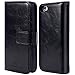 SHANSHUI Wallet Case Compatible with iPhone 5/ 5s/ SE (2016), Magnetic Detachable 2 in 1 PU Leather Flip Case with 3 RFID Card Holders and 1 Cash Pocket with Back Cover -Black