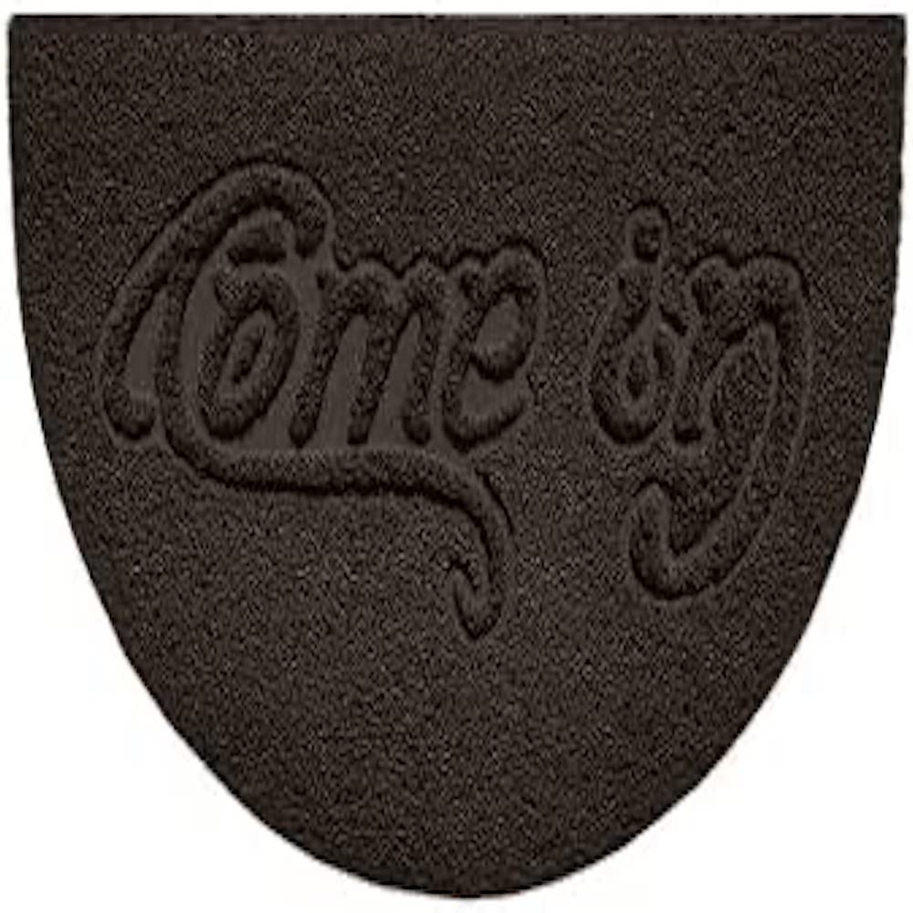 Nicoman Embossed Halfmoon Half Circle Door Mat Dirt-Trapper Jet-Washable Doormat 70x44cm (Brown, COME-IN) - Use Indoor or Sheltered Outdoor