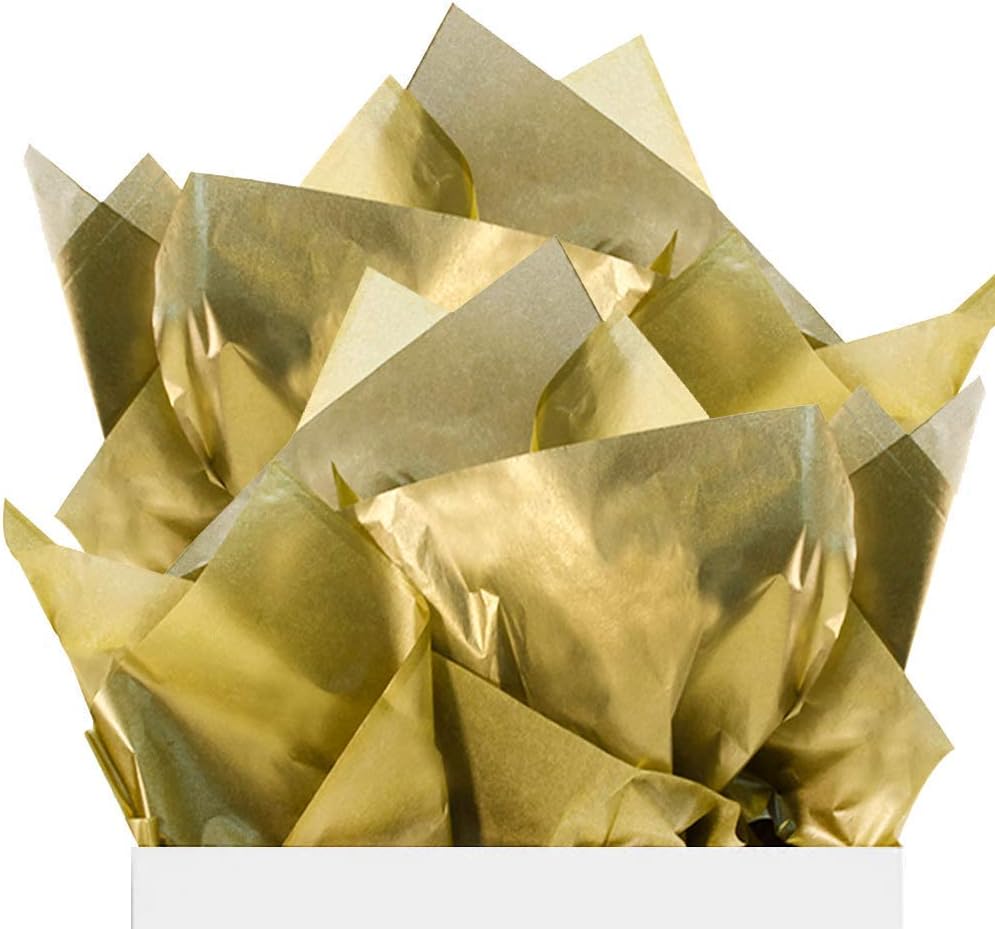 UNIQOOO 60 Sheets Premium Metallic Gold Foil Gift Tissue Paper Wrapping