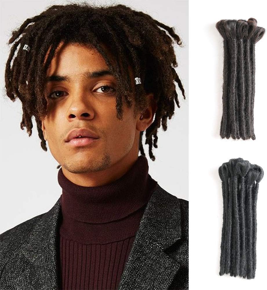 Dreads Handmade Synthetic Dreads M1 Black Dreadlocks Extensions 8inch(20cm) Fashion Hip-Hop Style 15 Strands/Pack Synthetic Braiding Hair From Maya Culture For Men (Black)