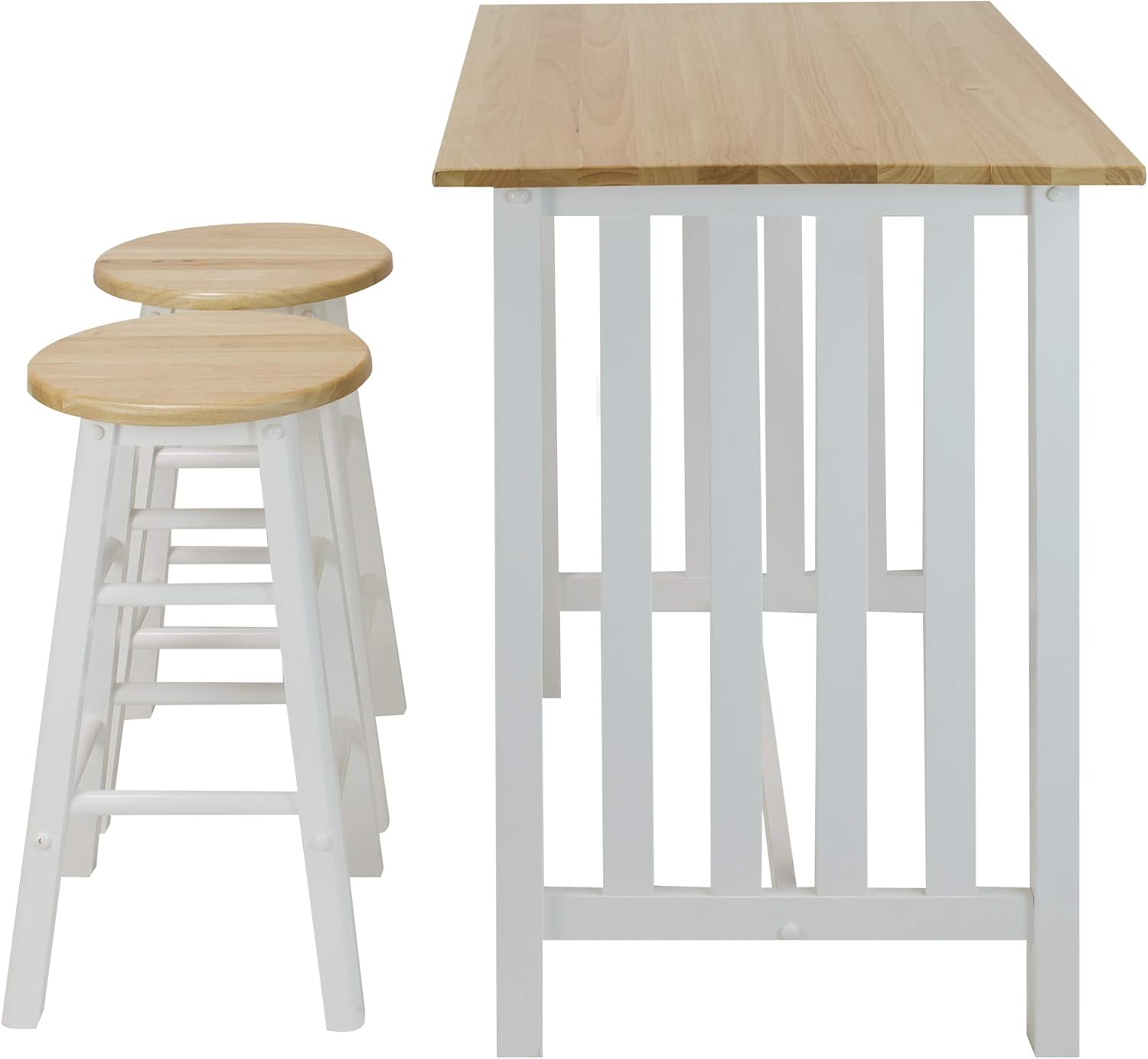 Casual Home 3-Piece Breakfast Set with Solid American Hardwood Top, White: Furniture & Decor