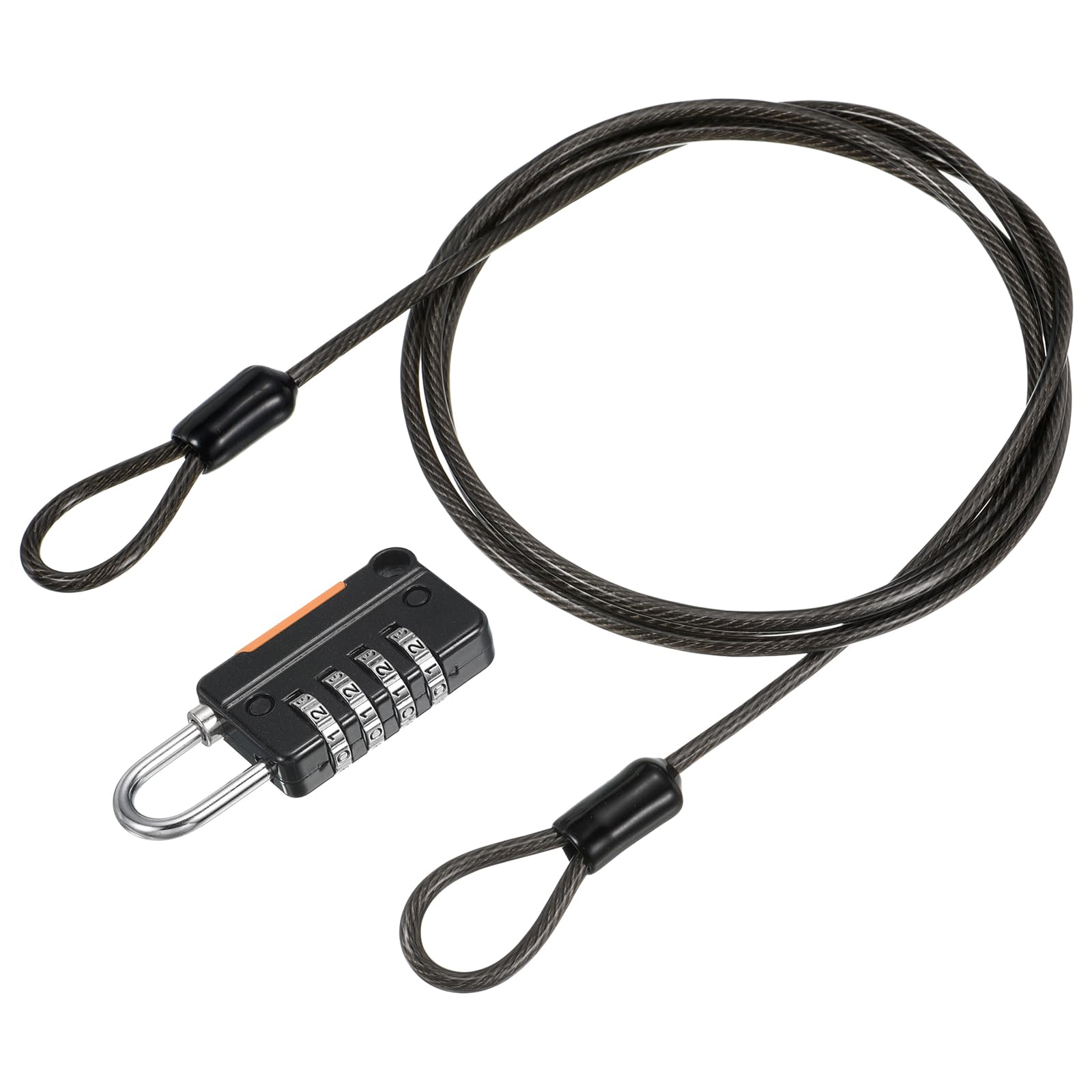 YOKIVE 1 Set 4 Digit Combination Lock with Security Cables, Outdoor Padlock Steel Lock Chains | Great for Lockers Baggage Bikes (Black, 3Ft)