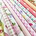 flic-flac 20 x 20 inches (51cmx51cm) Fat Quarter Natural Cotton Quilting Fabric Thick Craft Printed Fabric High Density Bundle Squares Patchwork Lint DIY Sewing (12pcs, Pattern A)