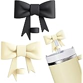 DXITROMI 2Pcs Cute Pink Silicone Bow Straw Toppers for Stanley 30&40 Oz Tumbler and Water Bottle - Manual, Reusable Straw Covers, 10mm, 2 Count