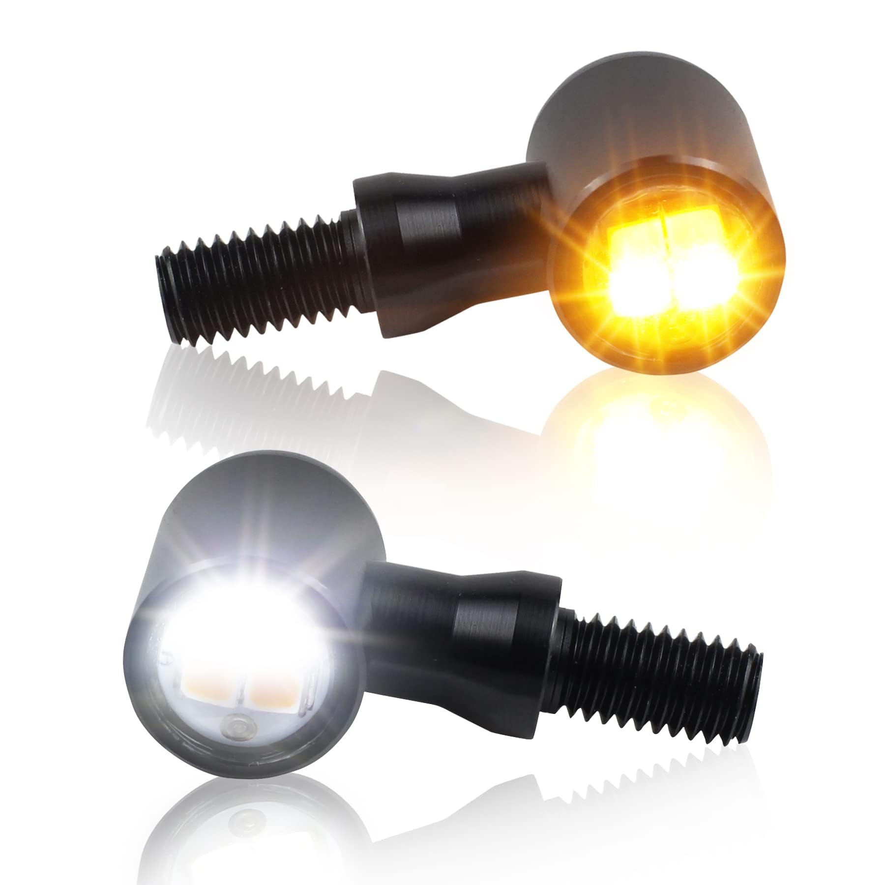 Photo 1 of QUASCO Universal Motorcycle Turn Signals Switchback LED Turn Signal Kit Front Mini Blinkers Compatible with Harley Honda Suzuki Triumph Yamaha, Ovral