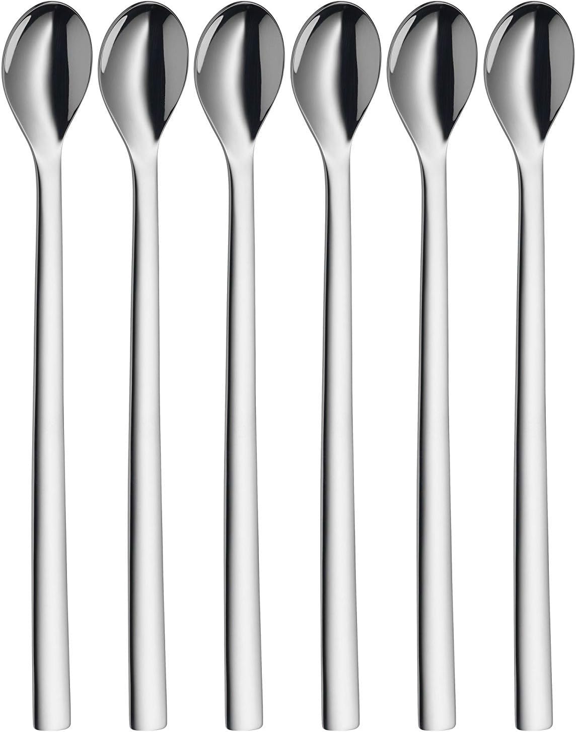 WMF Nuova Longdrinklöffel 6-teilig, lange Löffel 22 cm, Latte Macchiato Löffel, Joghurt, Cocktail, Cromargan Edelstahl poliert, spülmaschinengeeignet